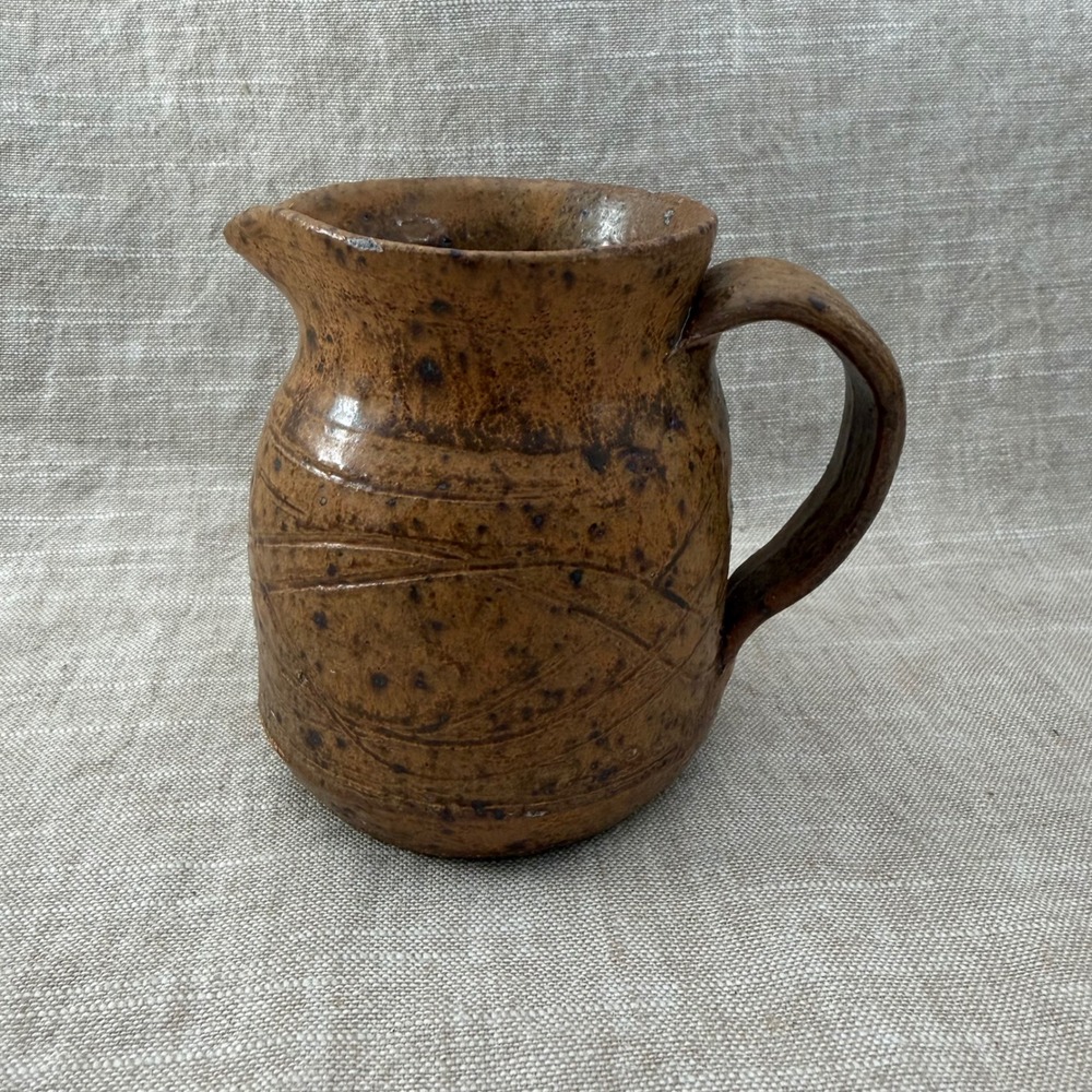 Vintage Studio Pottery Creamer Earthy Brown Handmade Pitcher